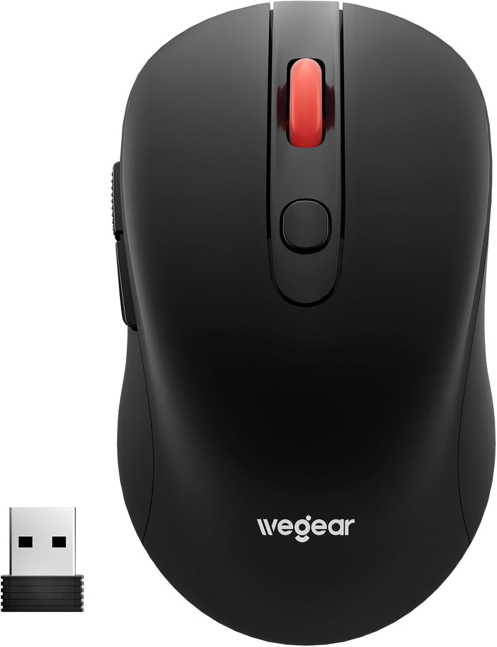 wegear USB Wireless Mouse for Laptop PC Mac. 2.4GHz Cordless Mouse-Black | Ergonomic Portable Optical Computer Mice with 6 Buttons. 5-Level Adjustable 4000 DPI.24-Month Battery Life