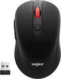 wegear USB Wireless Mouse for Laptop PC Mac. 2.4GHz Cordless Mouse-Black | Ergonomic Portable Optical Computer Mice with 6 Buttons. 5-Level Adjustable 4000 DPI.24-Month Battery Life