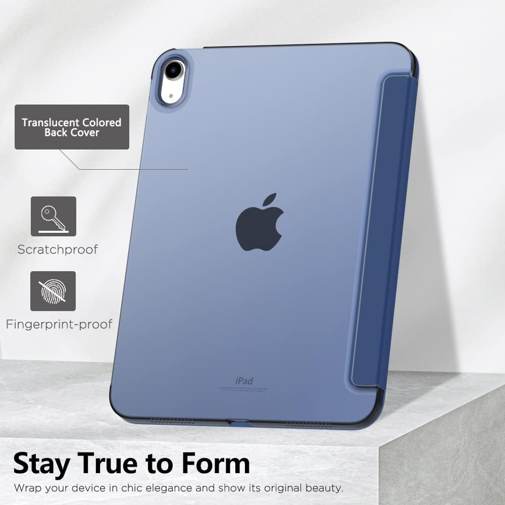 MoKo for iPad (A16) 11th Generation Case. iPad 10th Gen Case. Navy Blue | For iPad 11/10.9 Inch Case 2025/2022. Slim Stand Hard PC Translucent Back Shell Smart Cover.Support Touch ID.Auto Wake/Sleep