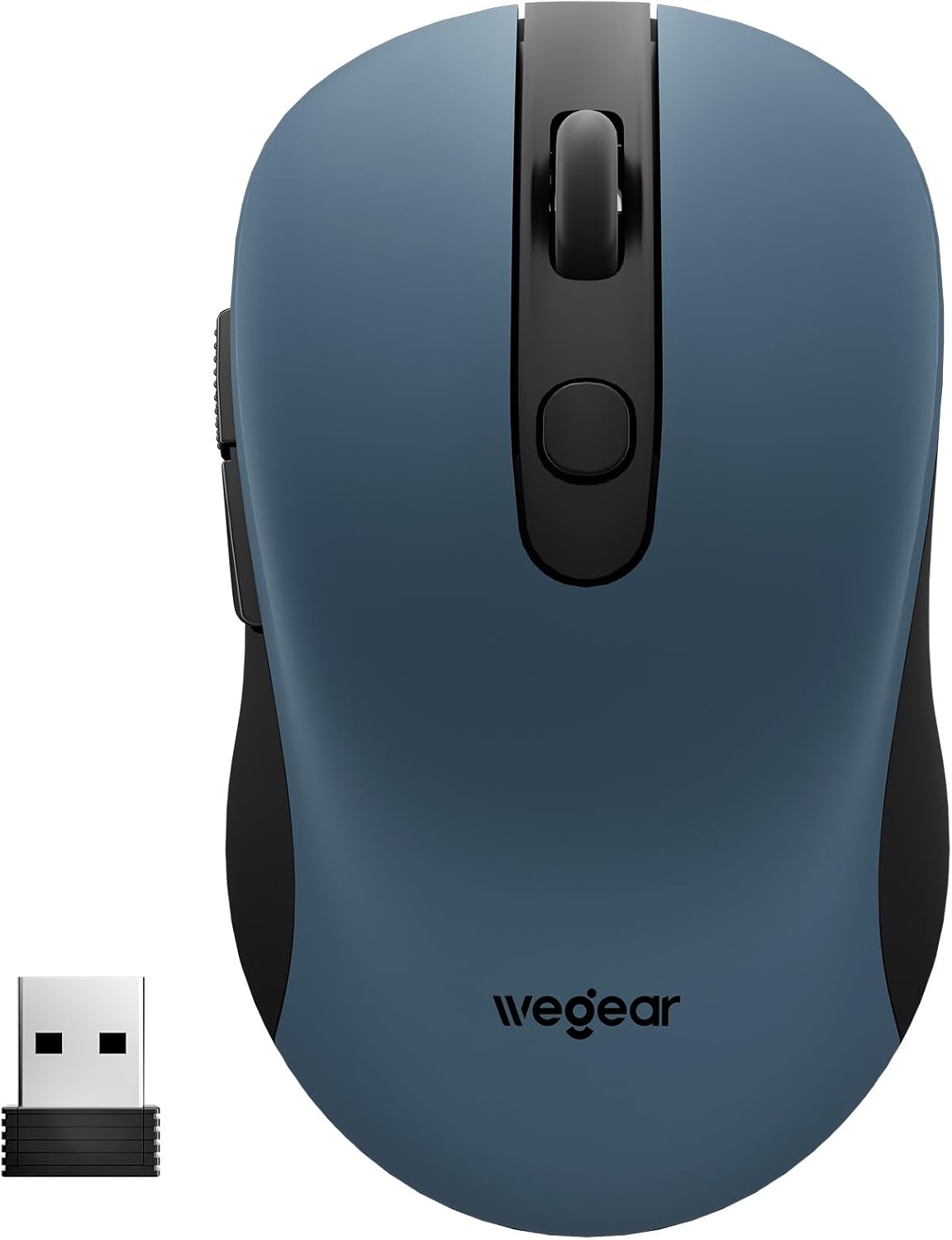 wegear USB Wireless Mouse for Laptop PC Mac. 2.4GHz Cordless Mouse-Black | Ergonomic Portable Optical Computer Mice with 6 Buttons. 5-Level Adjustable 4000 DPI.24-Month Battery Life