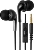 Amazon Basics Wired Earbuds with Microphone. In-Ear Headphones. 3.5mm Jack. High Definition Sound. Secure Fit. 4.2 ft Cable. S/M/L Ear Tips. Black