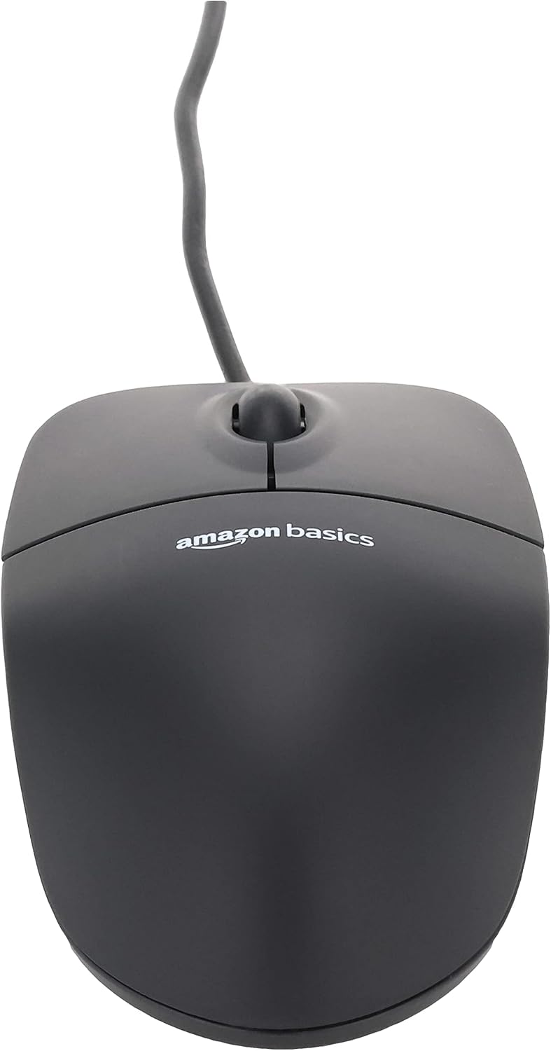 Amazon Basics 3-Button USB Wired Mouse with Responsive Tracking. Plug & Play. Compatible with Windows and Mac. Black
