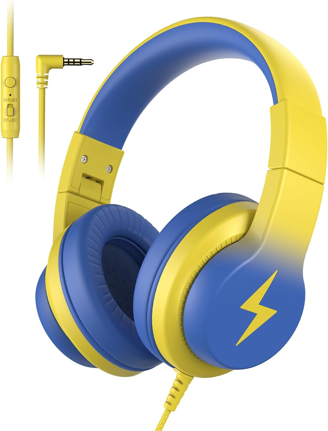 Candy Bila Wired Kids Headphones for School. Over-Ear for Boys Girls | Volume Limiter 85/94dB. HD Stereo Sound. Microphone and Wired Control.Foldable Design. Gradient Purple