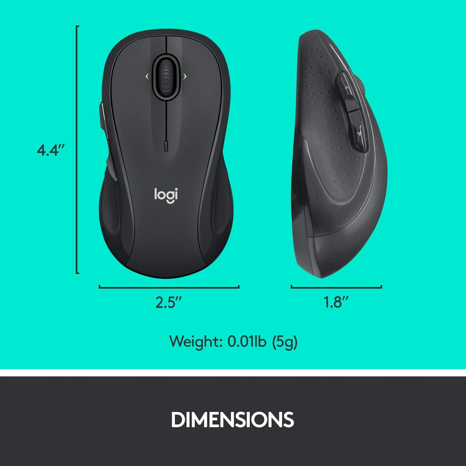Logitech M510 Full Size Ambidextrous 2.4 GHz Wireless Mouse | 2.4 GHz USB-A Nano Receiver. tilt-to-scroll function. 2-year battery life. Windows Mac Linux compatible. certified for Chrome