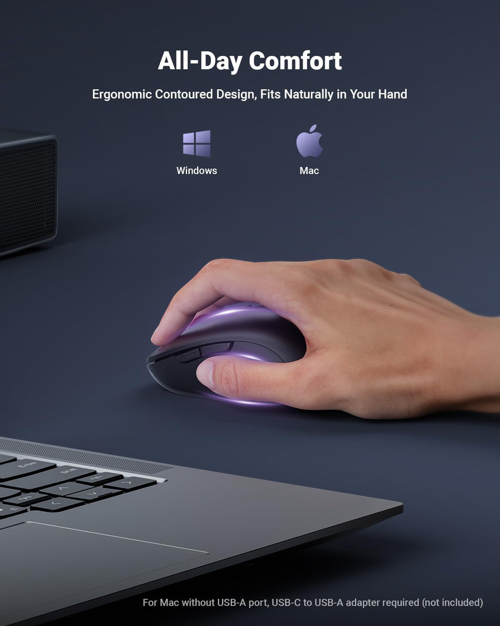 wegear USB Wireless Mouse for Laptop PC Mac. 2.4GHz Cordless Mouse-Black | Ergonomic Portable Optical Computer Mice with 6 Buttons. 5-Level Adjustable 4000 DPI.24-Month Battery Life