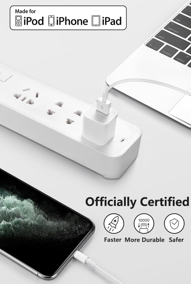 4Pack Original Apple MFi Certified Charger Lightning to USB Charging Cable Cord Compatible iPhone 14/13/12/11 Pro/11/XS MAX/XR/8/7/6s Plus.iPad Pro/Air/Mini.iPod Touch (3.3ft)