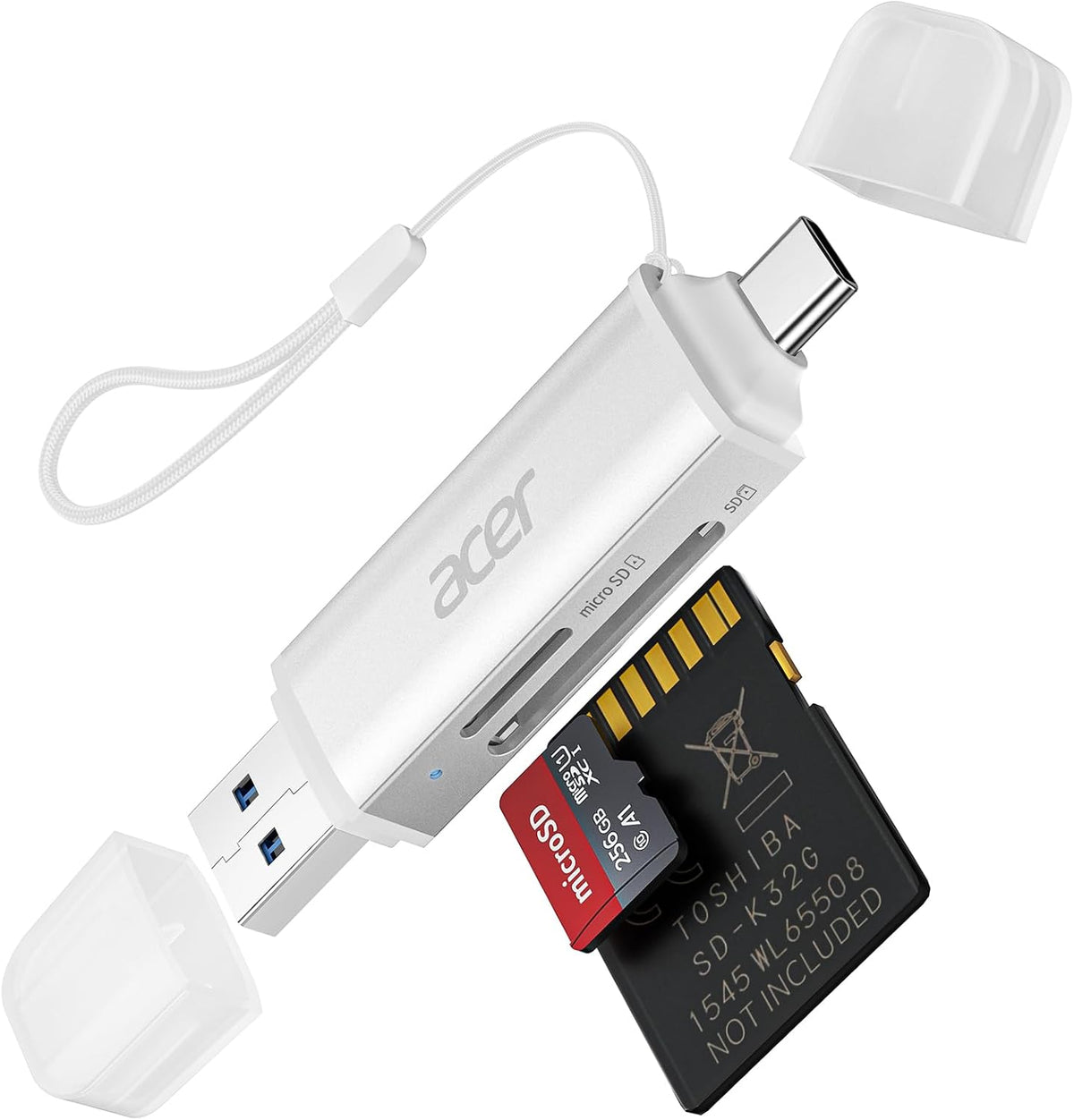 acer SD Card Reader USB C. Dual Slots USB Type C to Micro SD Card Adapter | Memory Card Reader for MicroSD. SDHC. SDXC. Compatible with Laptop. PC. iPhone16/15. MacBook Pro/Air. iPad Pro. Android