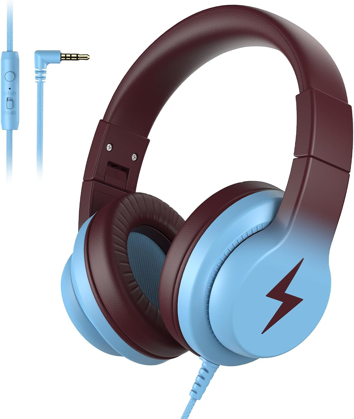 Candy Bila Wired Kids Headphones for School. Over-Ear for Boys Girls | Volume Limiter 85/94dB. HD Stereo Sound. Microphone and Wired Control.Foldable Design. Gradient Purple