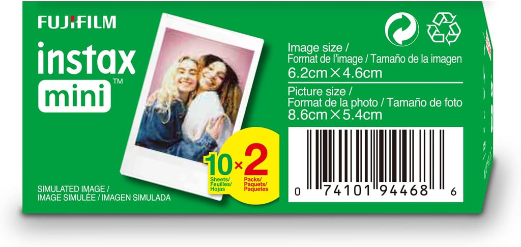FUJIFILM Instax Mini Instant Film Twin Pack (White). 20 Photos | The instax film ensures sharp