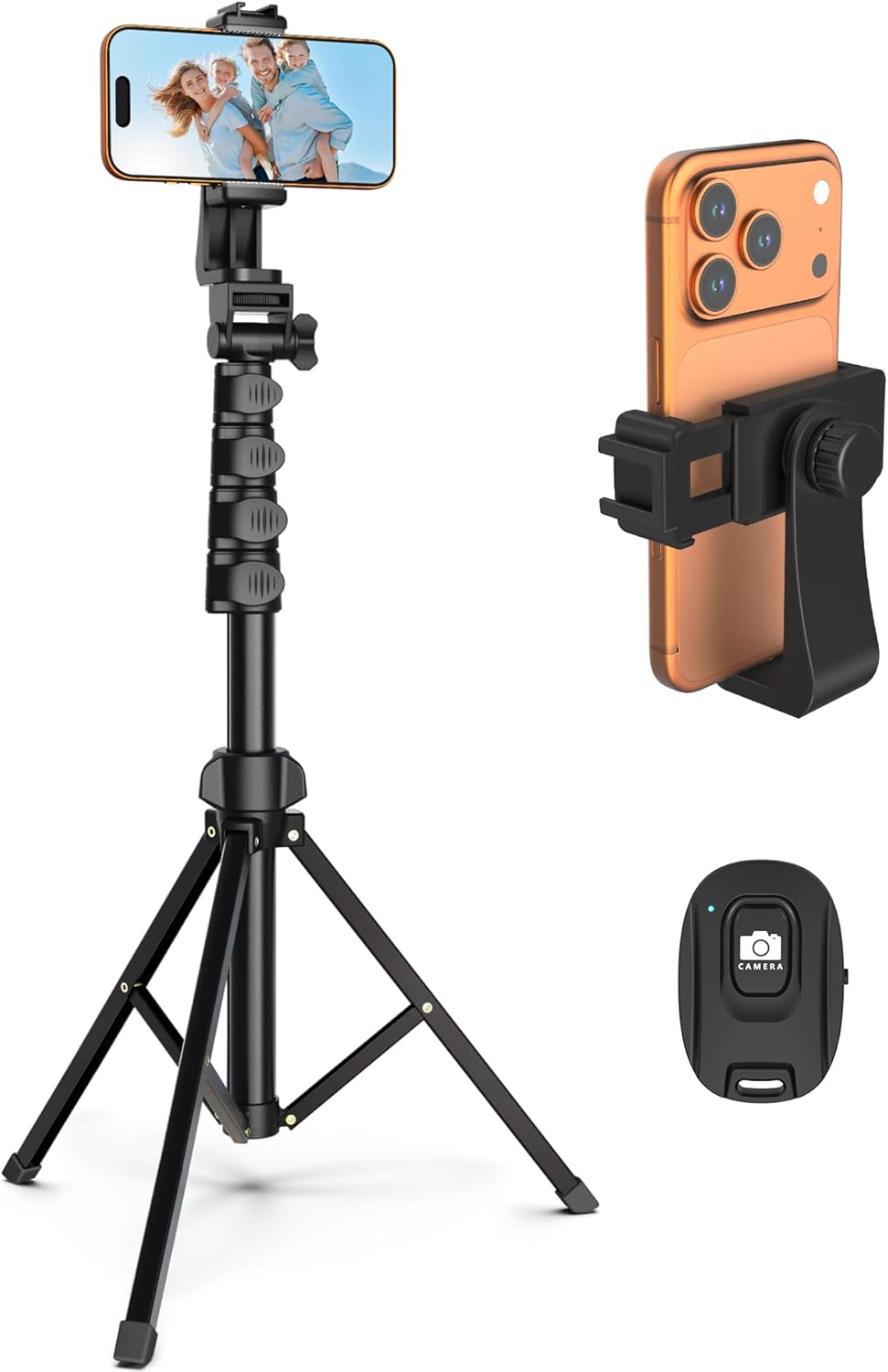 Liphisy 64 Tripod for Cell Phone & Camera with Remote and Phone Holder | Sturdy & Stable Height Adjustable Multi-Angle Shot Selfie Stick Tripod for Video Recording