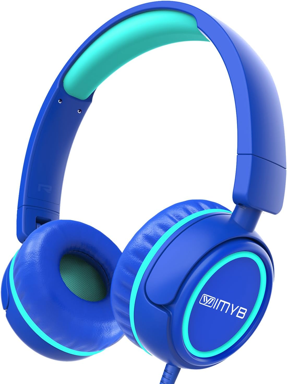 IMYB V1 Kids Headphones. 85dB Wired for School. Toddler 2-12 Boys Girls | Adjustable Foldable Durable Cord. iPad Kindle Tablet Chromebook 3.5mm Ov-Ear for Teens Travel Plane (Green)