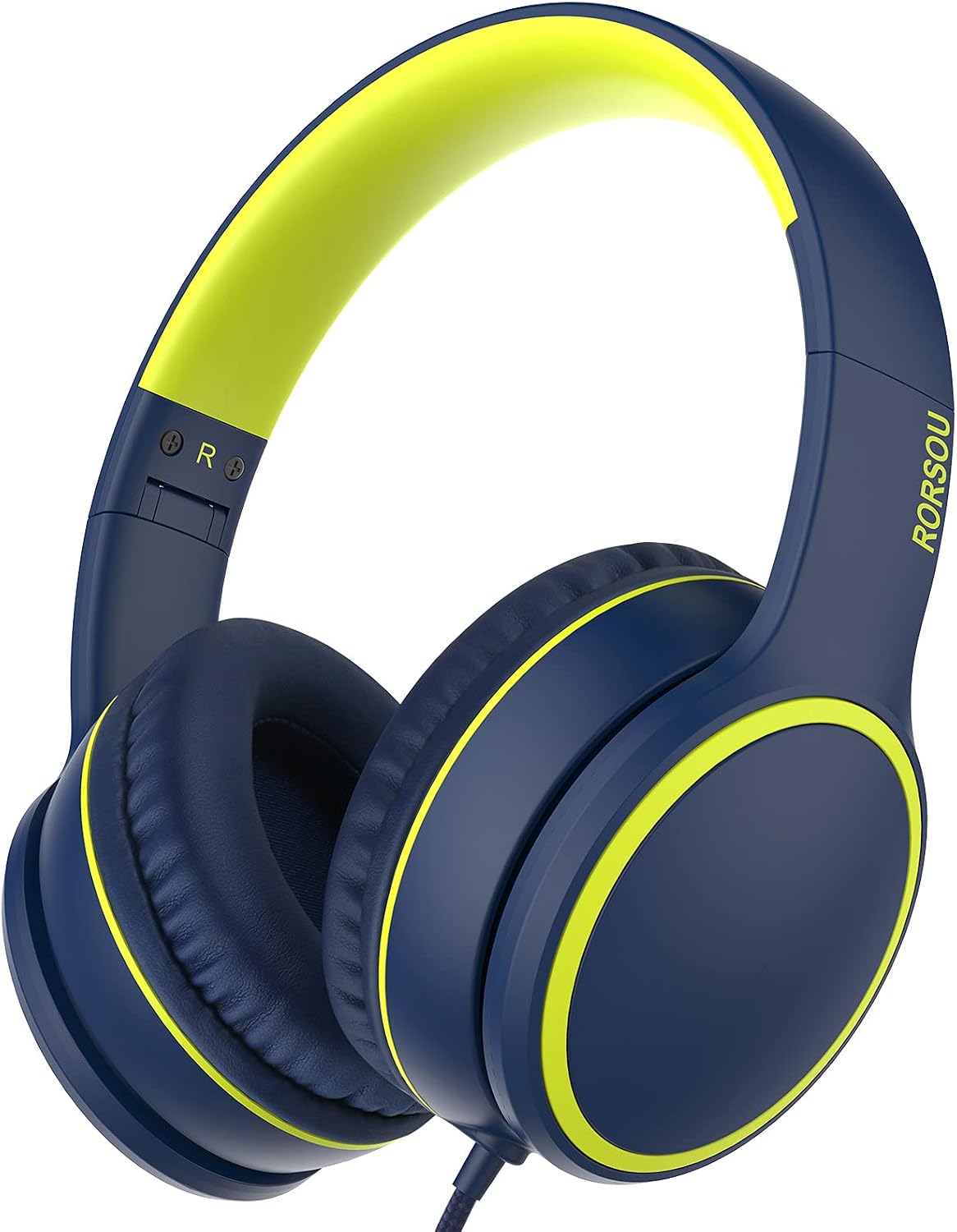 RORSOU R10 Kids Headphones Over-Ear with Microphone. Lightweight Folding Stereo Bass Headset with 1.5M No-Tangle Cord. Portable Wired Headphones for Smartphone Tablet Computer MP3 / 4 (Black)