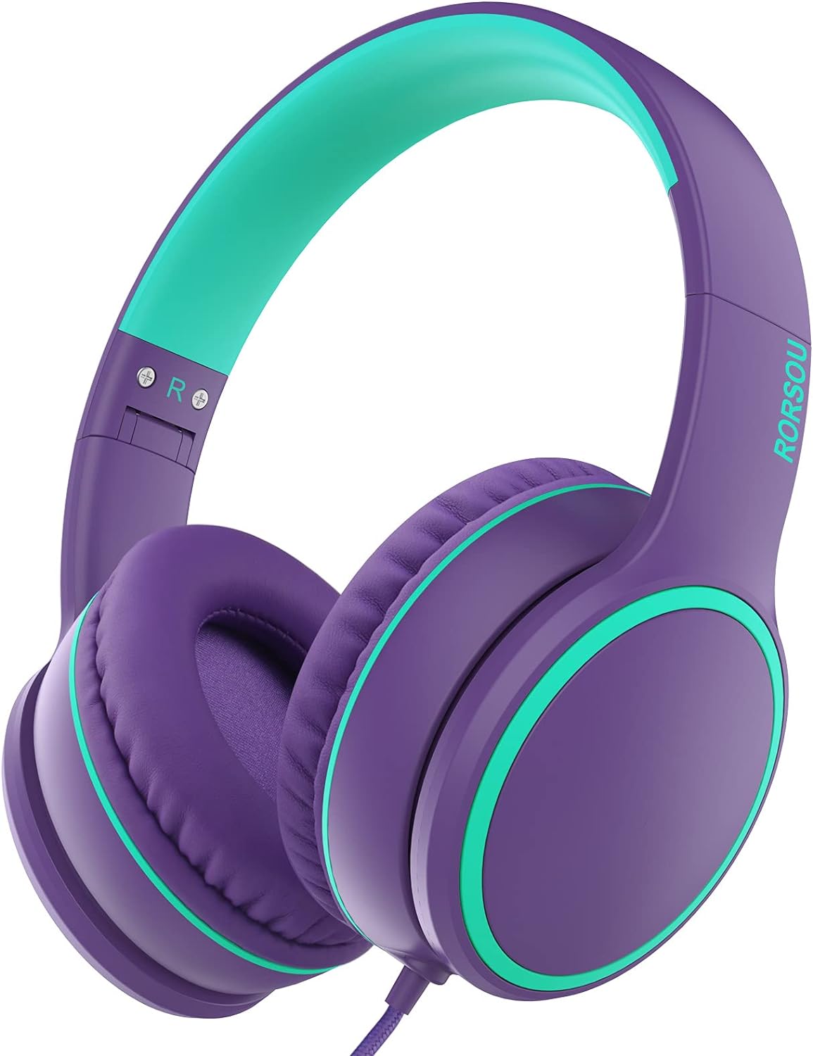 RORSOU R10 Kids Headphones Over-Ear with Microphone. Lightweight Folding Stereo Bass Headset with 1.5M No-Tangle Cord. Portable Wired Headphones for Smartphone Tablet Computer MP3 / 4 (Black)