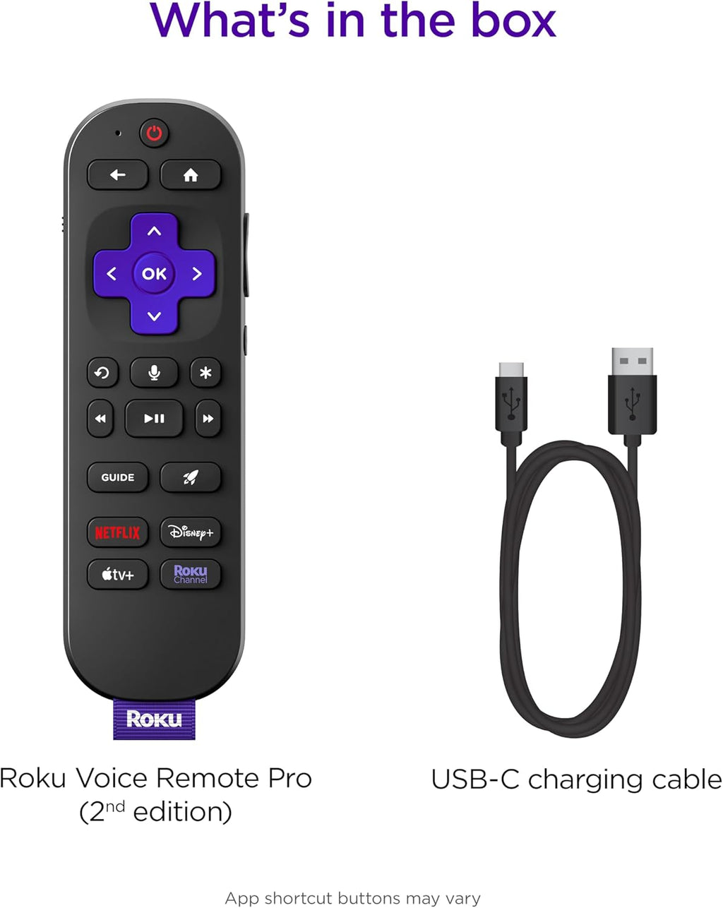 Roku Voice Remote Pro (2nd Ed.). TV Remote Control with Backlit Buttons | Hands-free Voice Controls. Rechargeable. & Lost Remote Finder - Replacement Compatible with All Roku TV. Players & Audio