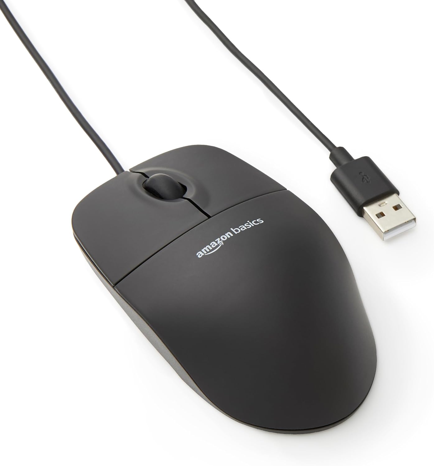 Amazon Basics 3-Button USB Wired Mouse with Responsive Tracking. Plug & Play. Compatible with Windows and Mac. Black