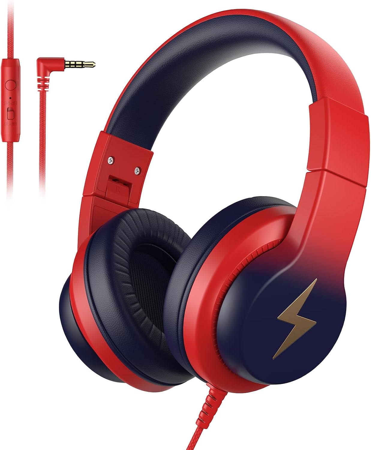 Candy Bila Wired Kids Headphones for School. Over-Ear for Boys Girls | Volume Limiter 85/94dB. HD Stereo Sound. Microphone and Wired Control.Foldable Design. Gradient Purple