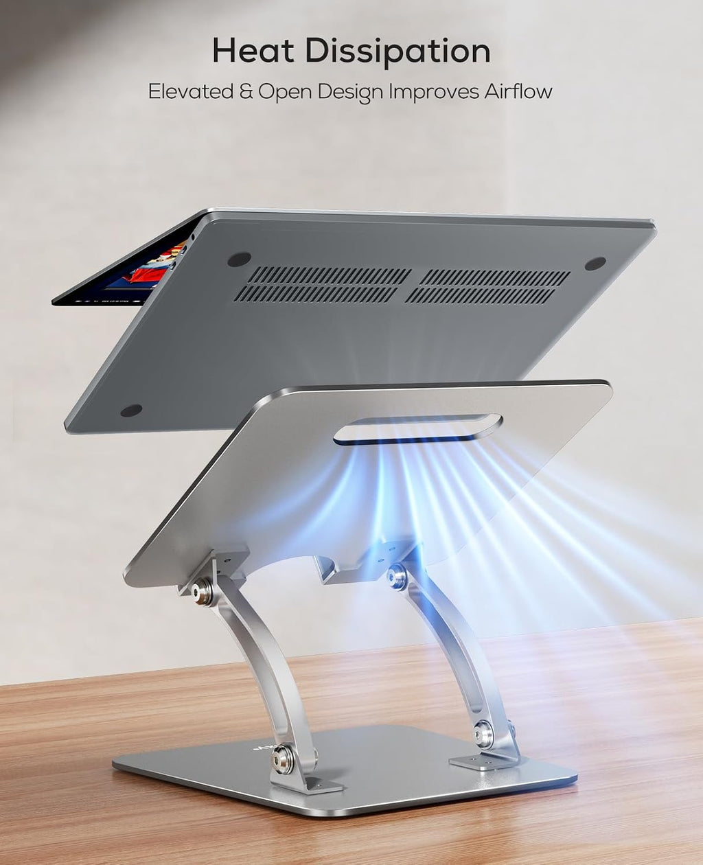 Nulaxy Ergonomic Adjustable Laptop Stand for Desk. Dual Foldable Computer Riser with Advanced Heat-Vent. Heavy-Duty Portable Notebook Holder for Posture Correction. Compatible with Mac 10-16 Laptops