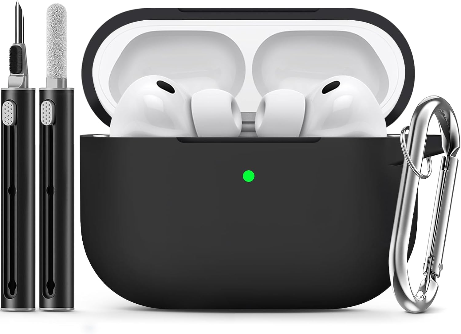 Ljusmicker for AirPods Pro 3 Case 2025 with Cleaner Kit.Black | Soft Silicone Protective Cover for Apple AirPod Pro 3rd Generation Case with Keychain for Women Men.Shockproof