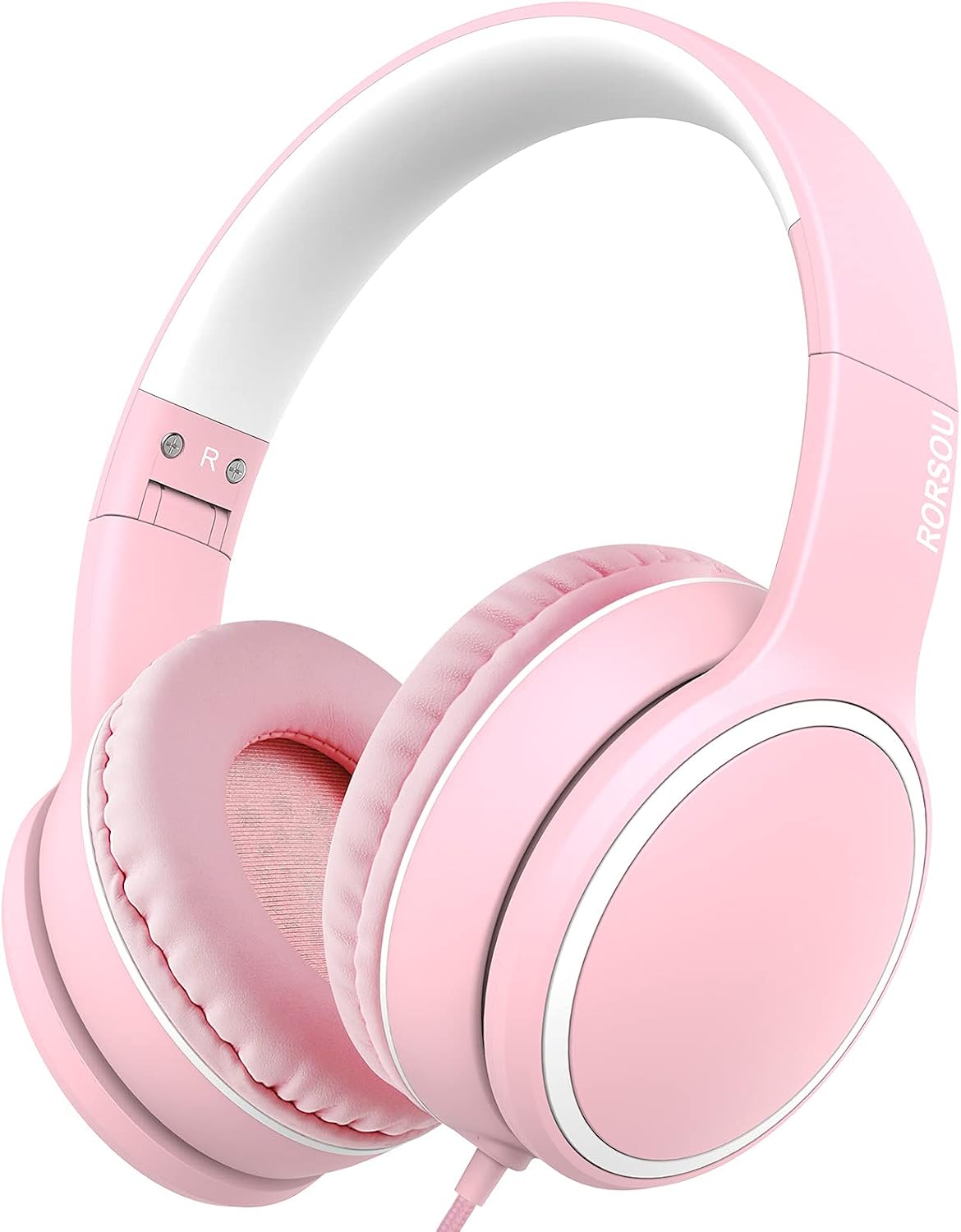 RORSOU R10 Kids Headphones Over-Ear with Microphone. Lightweight Folding Stereo Bass Headset with 1.5M No-Tangle Cord. Portable Wired Headphones for Smartphone Tablet Computer MP3 / 4 (Black)