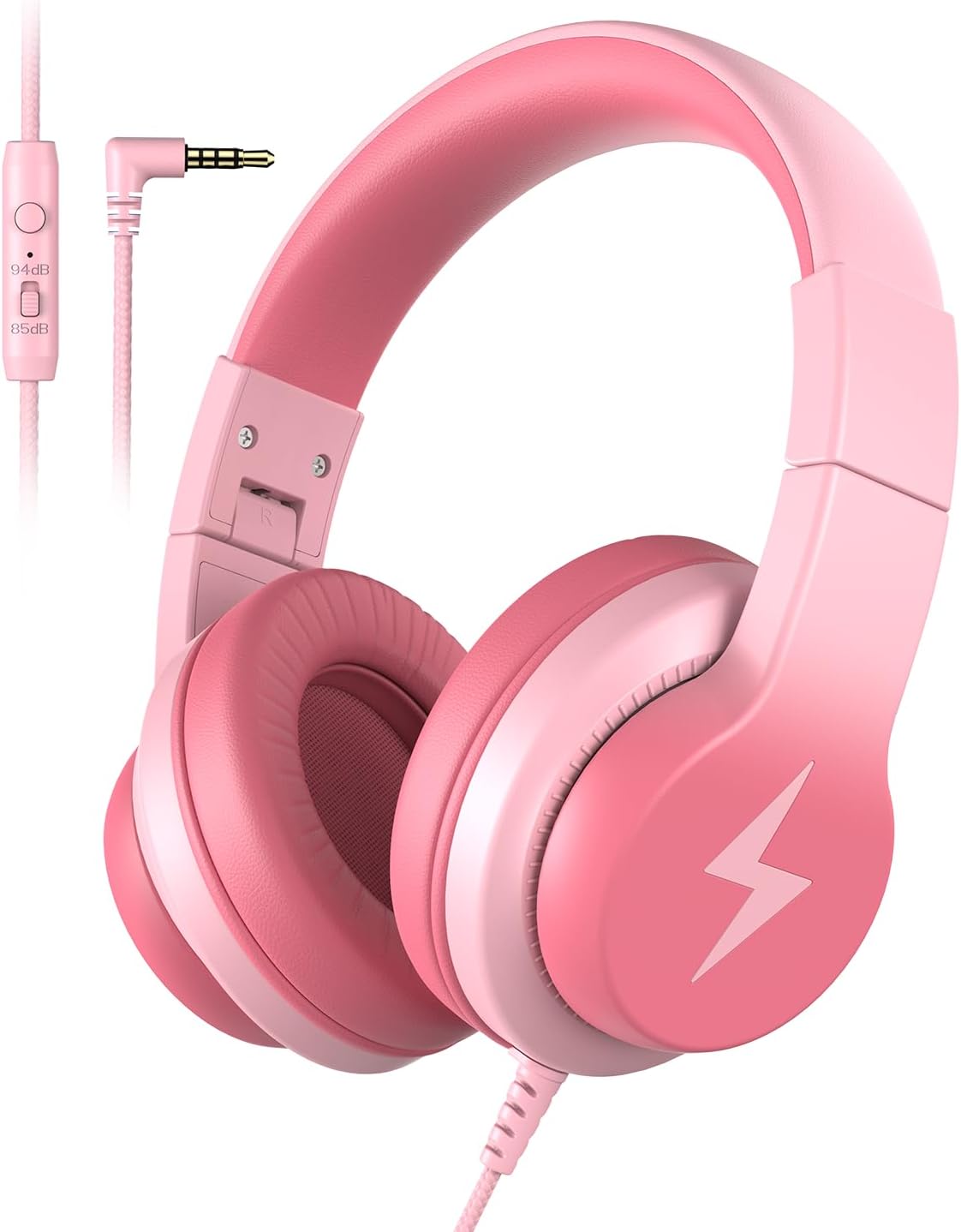 Candy Bila Wired Kids Headphones for School. Over-Ear for Boys Girls | Volume Limiter 85/94dB. HD Stereo Sound. Microphone and Wired Control.Foldable Design. Gradient Purple