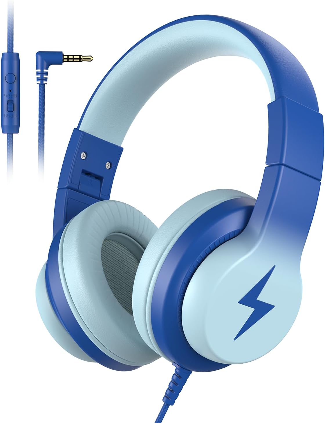 Candy Bila Wired Kids Headphones for School. Over-Ear for Boys Girls | Volume Limiter 85/94dB. HD Stereo Sound. Microphone and Wired Control.Foldable Design. Gradient Purple