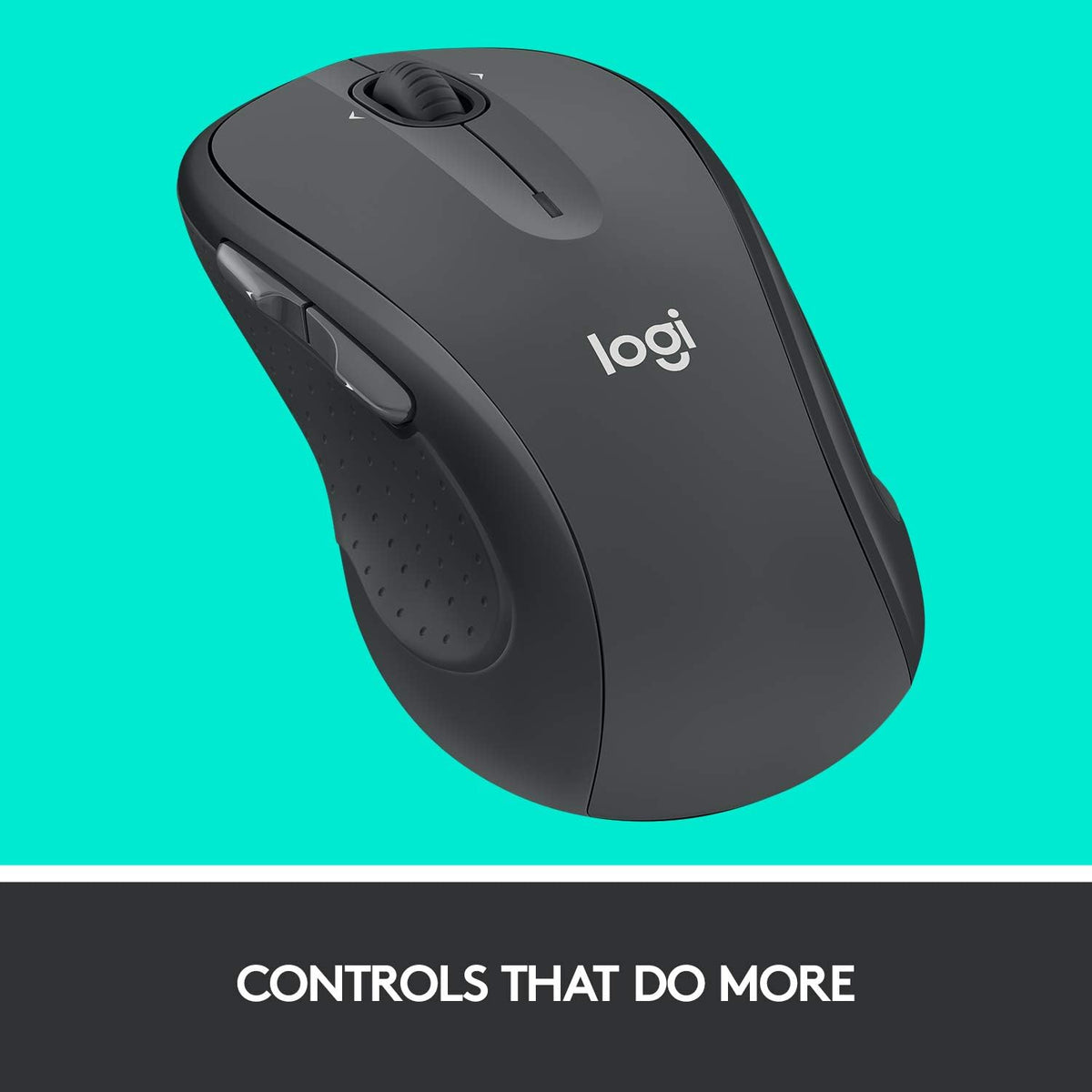 Logitech M510 Full Size Ambidextrous 2.4 GHz Wireless Mouse | 2.4 GHz USB-A Nano Receiver. tilt-to-scroll function. 2-year battery life. Windows Mac Linux compatible. certified for Chrome