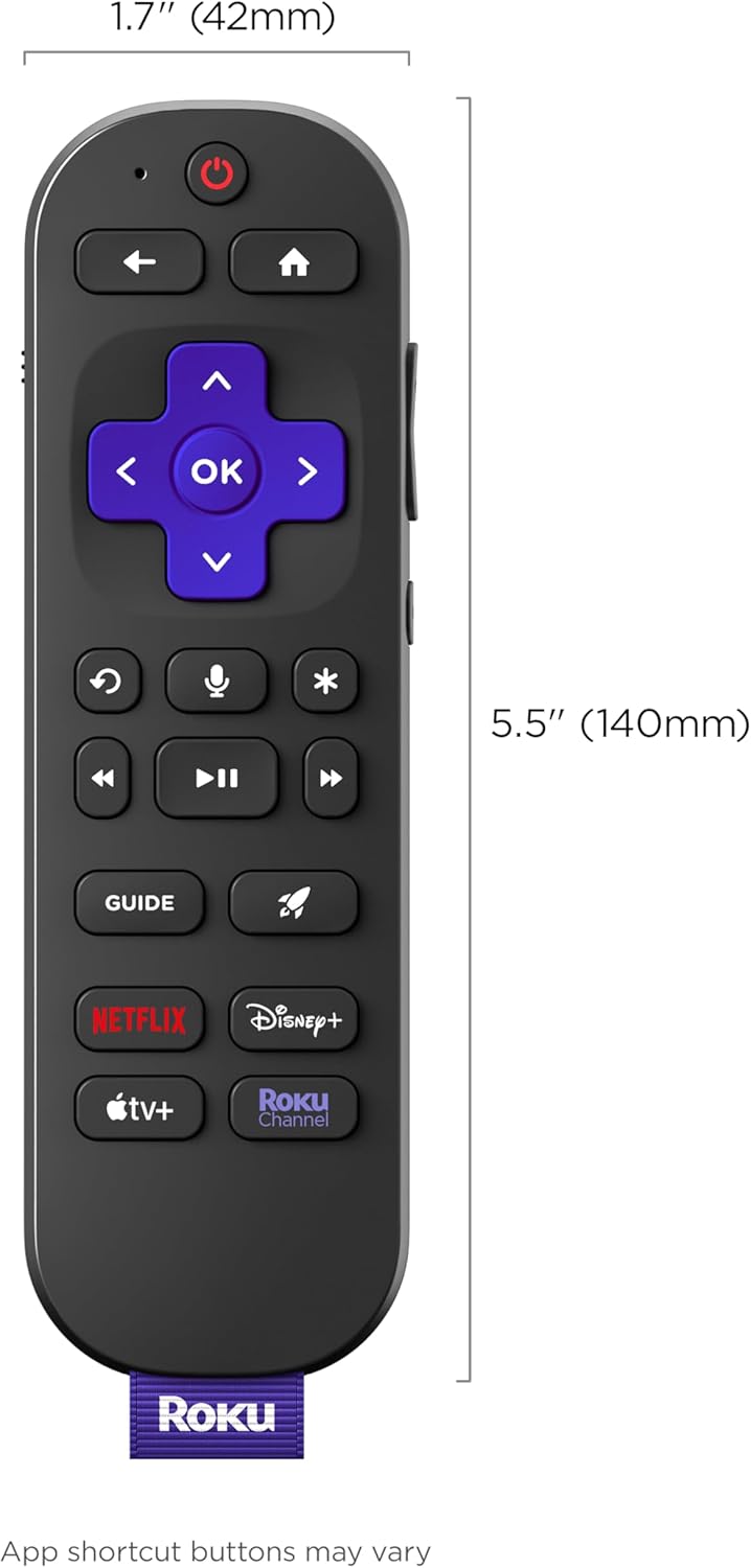 Roku Voice Remote Pro (2nd Ed.). TV Remote Control with Backlit Buttons | Hands-free Voice Controls. Rechargeable. & Lost Remote Finder - Replacement Compatible with All Roku TV. Players & Audio