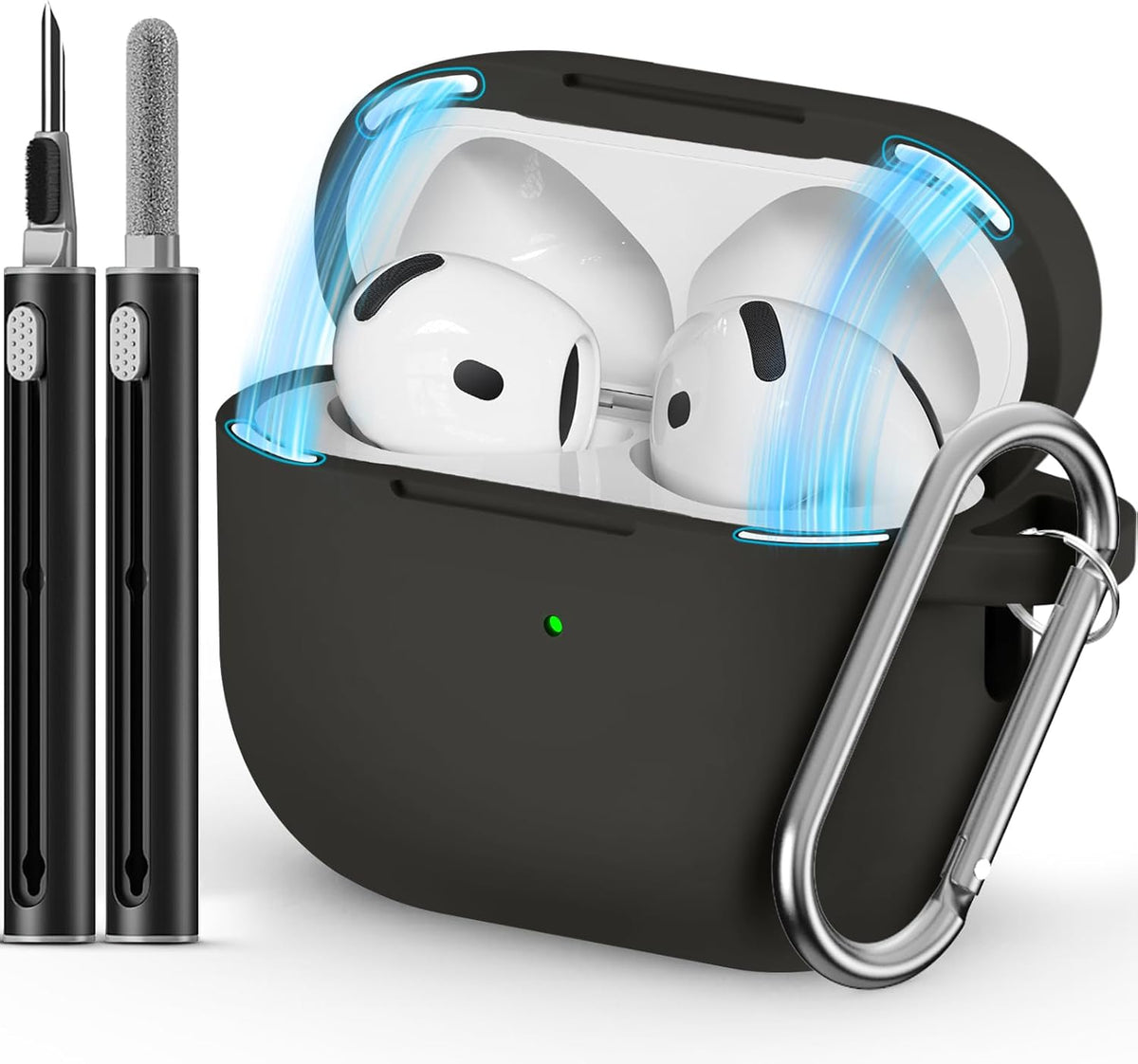 Ljusmicker for AirPods Pro 3 Case 2025 with Cleaner Kit.Black | Soft Silicone Protective Cover for Apple AirPod Pro 3rd Generation Case with Keychain for Women Men.Shockproof