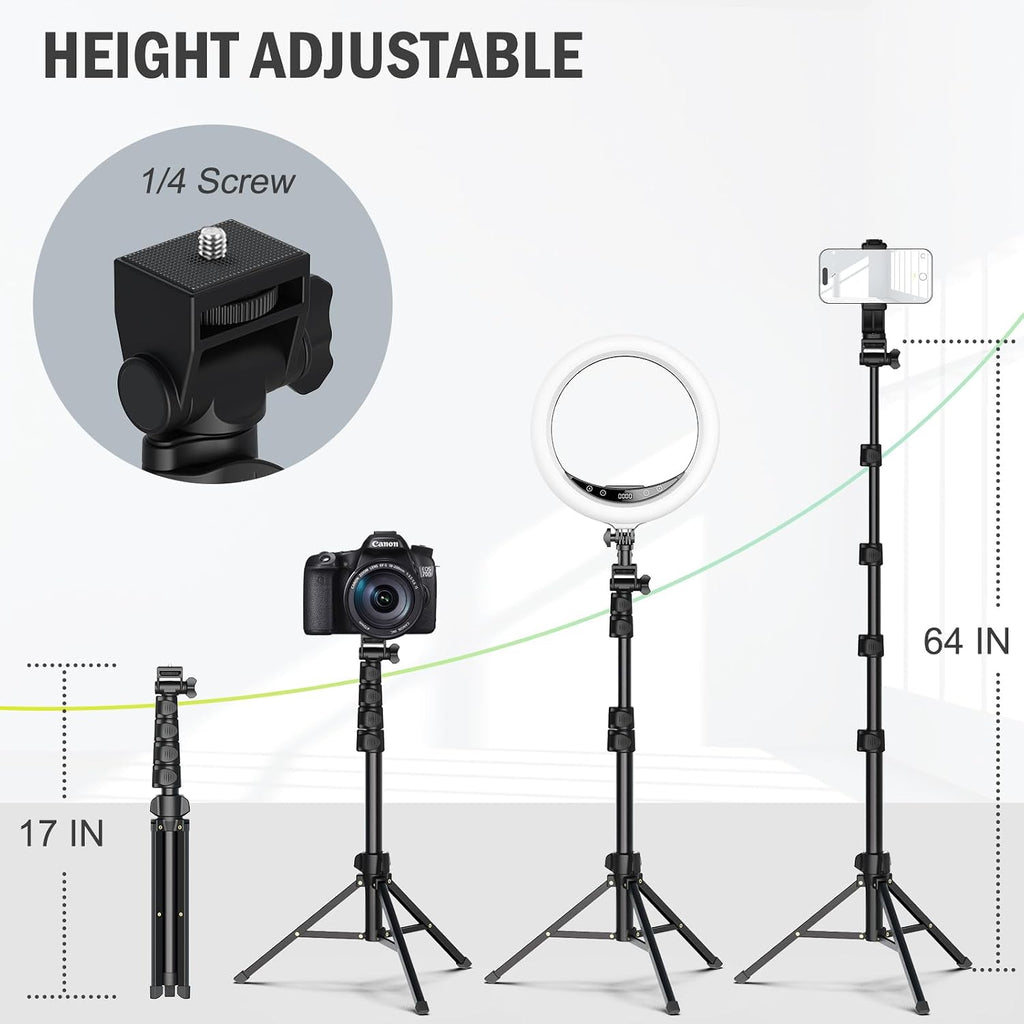 Liphisy 64 Tripod for Cell Phone & Camera with Remote and Phone Holder | Sturdy & Stable Height Adjustable Multi-Angle Shot Selfie Stick Tripod for Video Recording