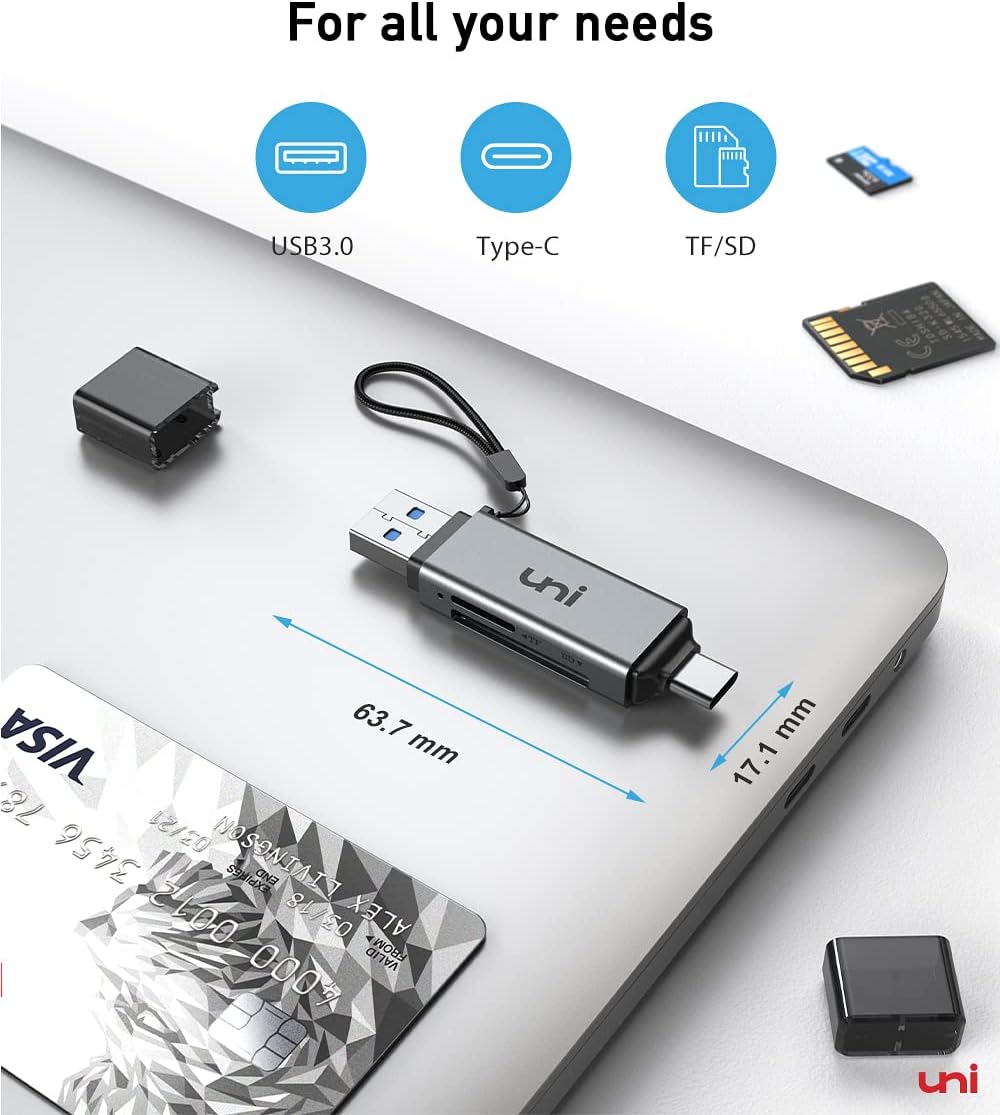 uni SD Card Reader.High Speed USB C to Micro SD Memory Card Adapter USB 3.0 | Dual Slots. Memory Card Reader. for SD/Micro SD/SDHC/SDXC/MMC. Card Reader for MacBook Pro/Air. Chromebook. Android Galaxy