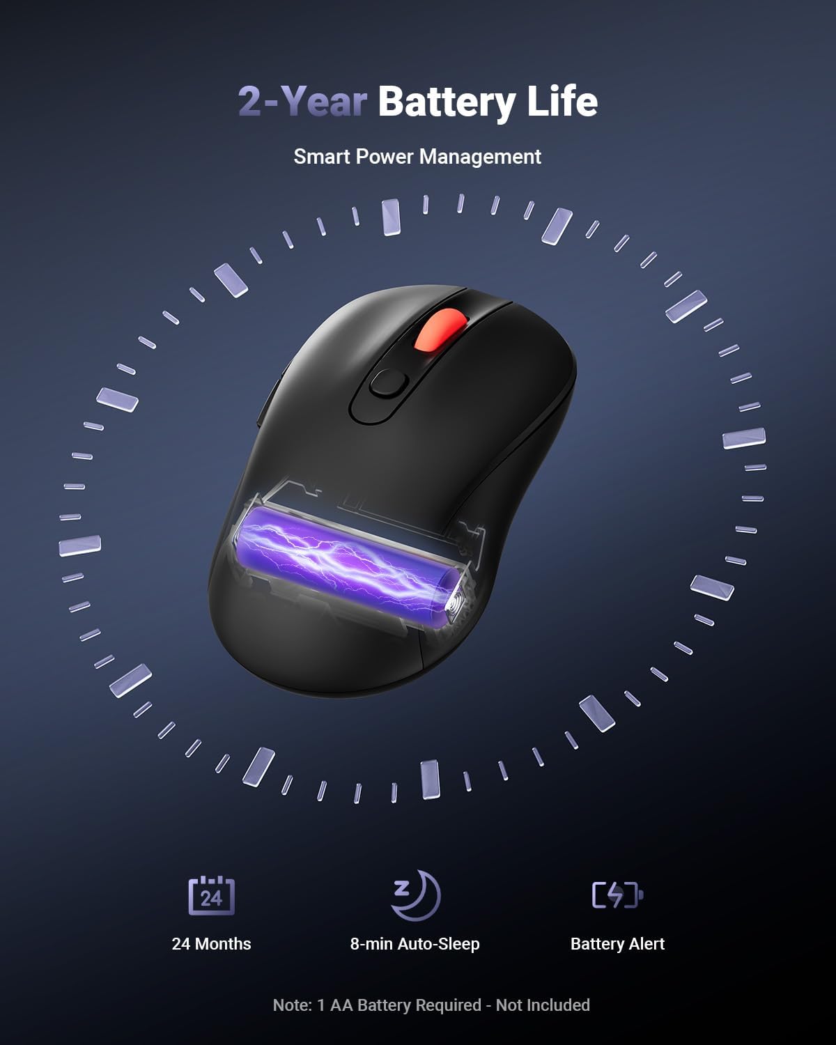 wegear USB Wireless Mouse for Laptop PC Mac. 2.4GHz Cordless Mouse-Black | Ergonomic Portable Optical Computer Mice with 6 Buttons. 5-Level Adjustable 4000 DPI.24-Month Battery Life