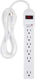 Amazon Basics Surge Protector Power Strip. 6-Outlet. 790 Joules. Circuit Breaker. LED Indicator. 6ft Extension Cord. White
