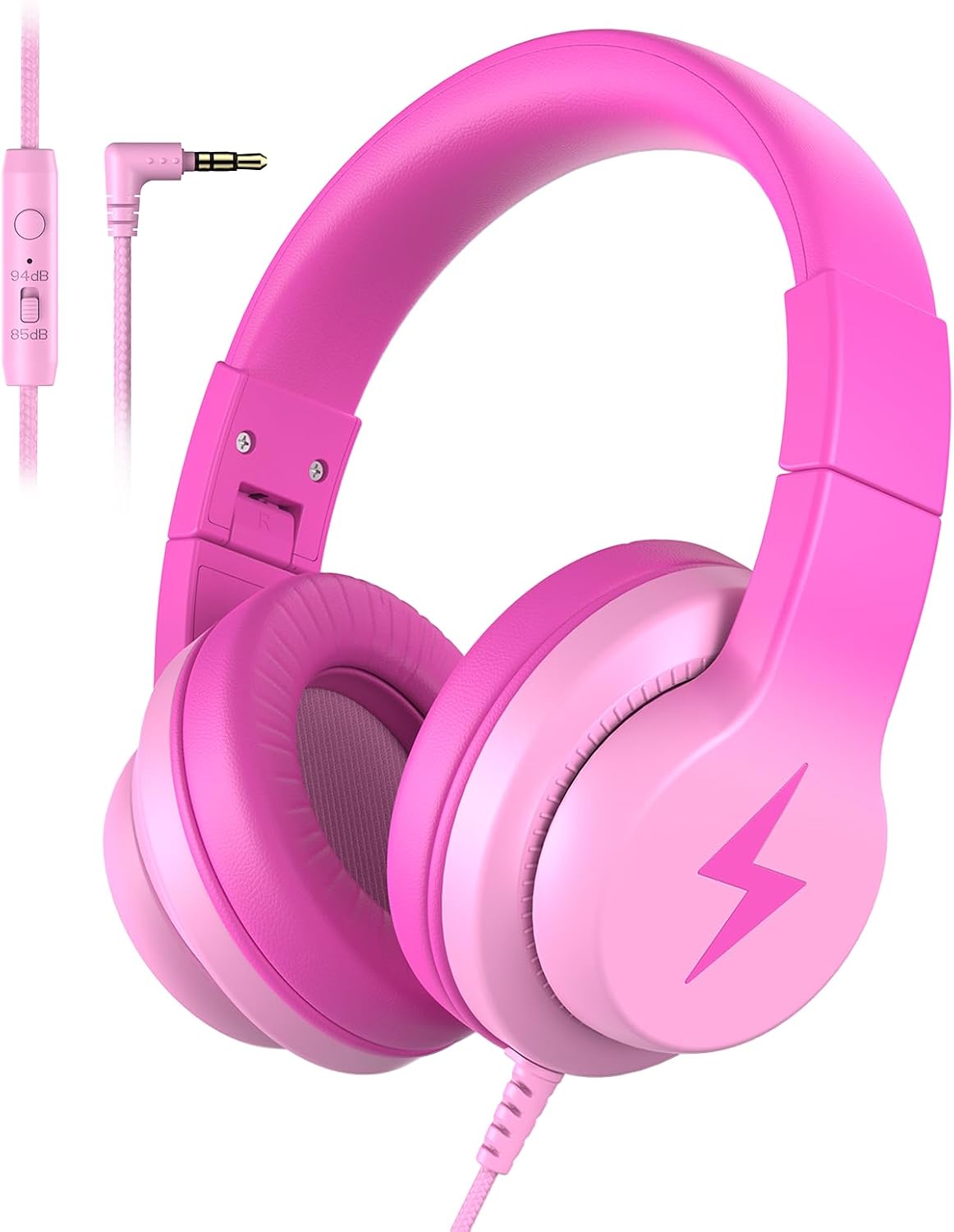 Candy Bila Wired Kids Headphones for School. Over-Ear for Boys Girls | Volume Limiter 85/94dB. HD Stereo Sound. Microphone and Wired Control.Foldable Design. Gradient Purple