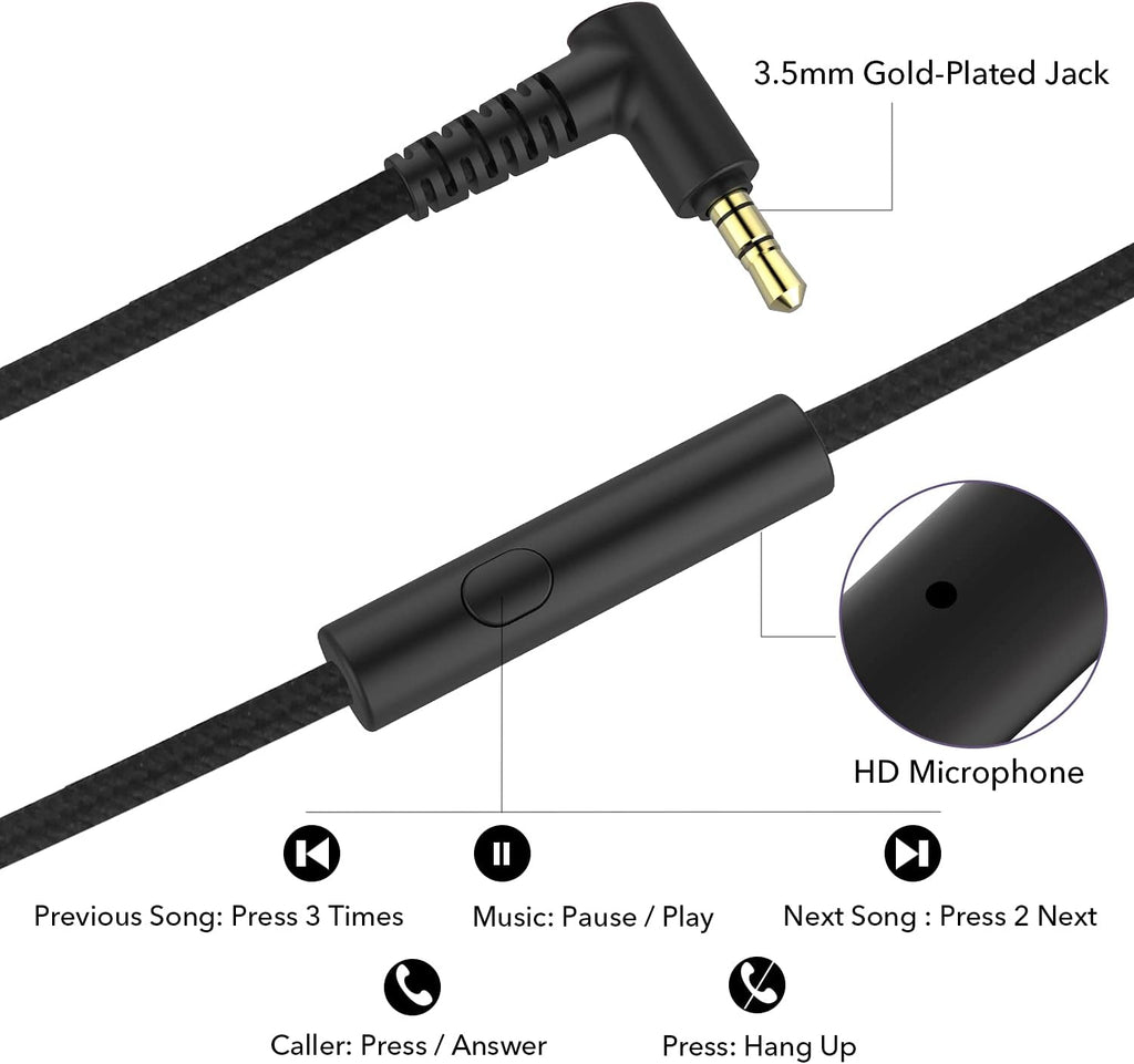 RORSOU R10 Kids Headphones Over-Ear with Microphone. Lightweight Folding Stereo Bass Headset with 1.5M No-Tangle Cord. Portable Wired Headphones for Smartphone Tablet Computer MP3 / 4 (Black)