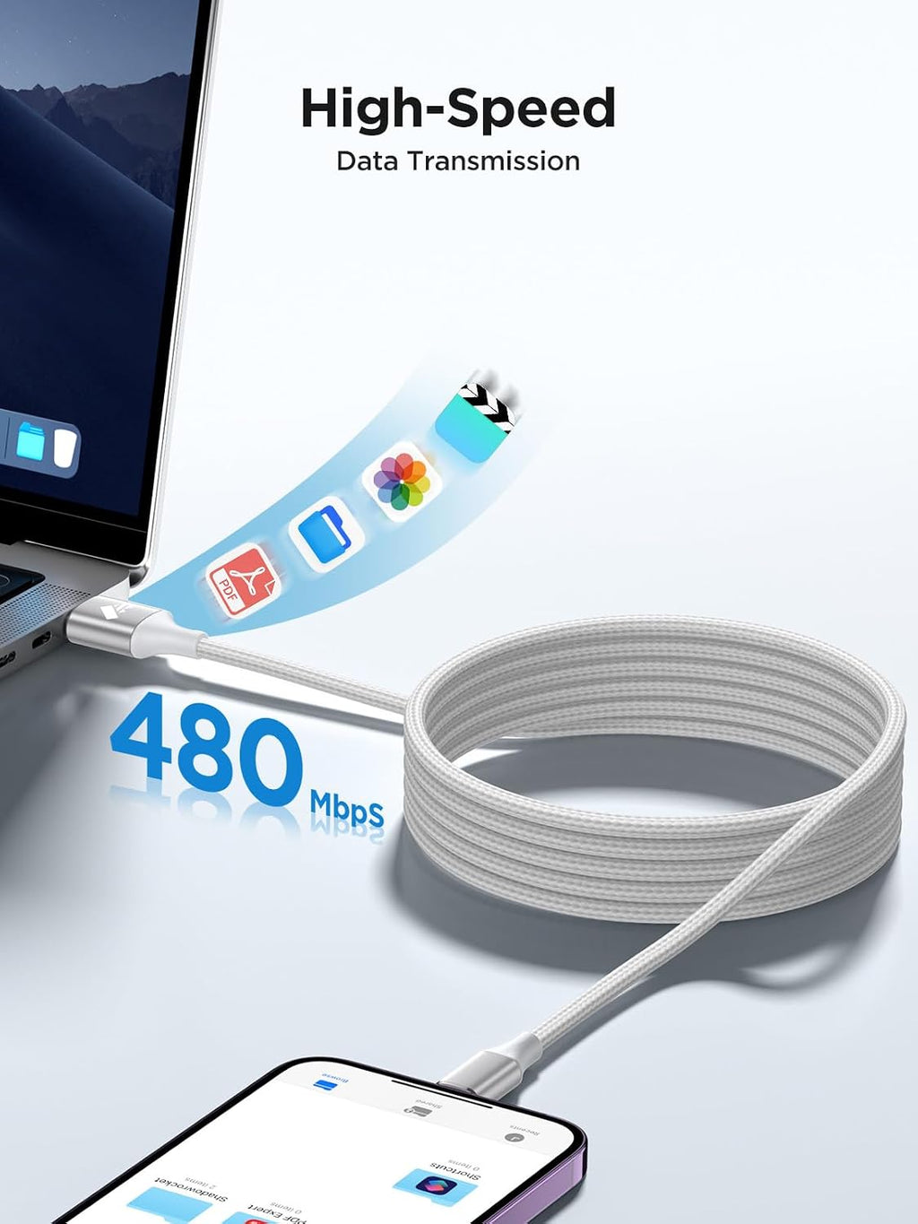 iPhone Charger [Apple MFi Certified] 6FT iPhone Charger Cord Fast Charging USB to Lightning Cable Braided USB Phone Cable Cord Compatible with iPhone 14 13 12 11 Pro Max XR XS X 8 7 6 Plus SE. iPad