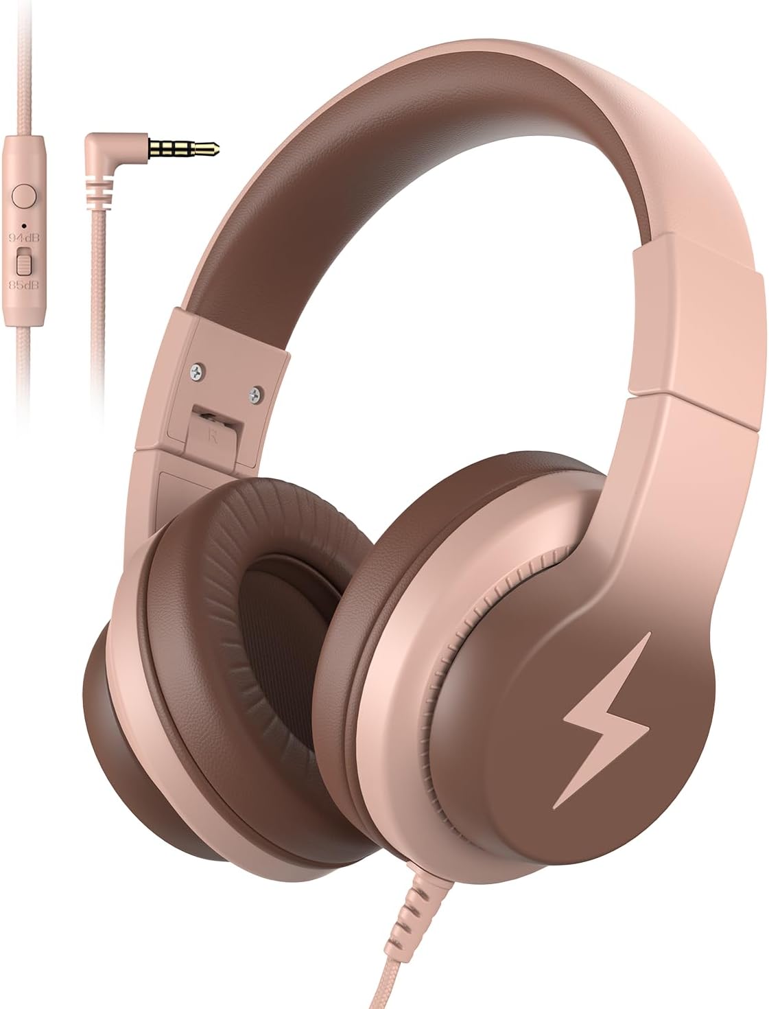 Candy Bila Wired Kids Headphones for School. Over-Ear for Boys Girls | Volume Limiter 85/94dB. HD Stereo Sound. Microphone and Wired Control.Foldable Design. Gradient Purple