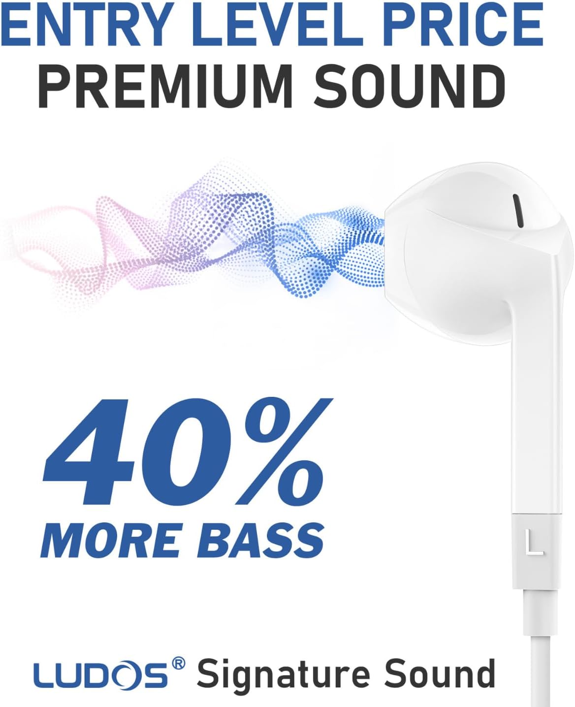 LUDOS FEROX Wired Earbuds in-Ear Headphones. 5 Year Warranty. Earphones with Microphone. Noise Isolation Corded for 3.5mm Jack Ear Buds for iPhone. Samsung. Computer. Laptop. Kids. School Students