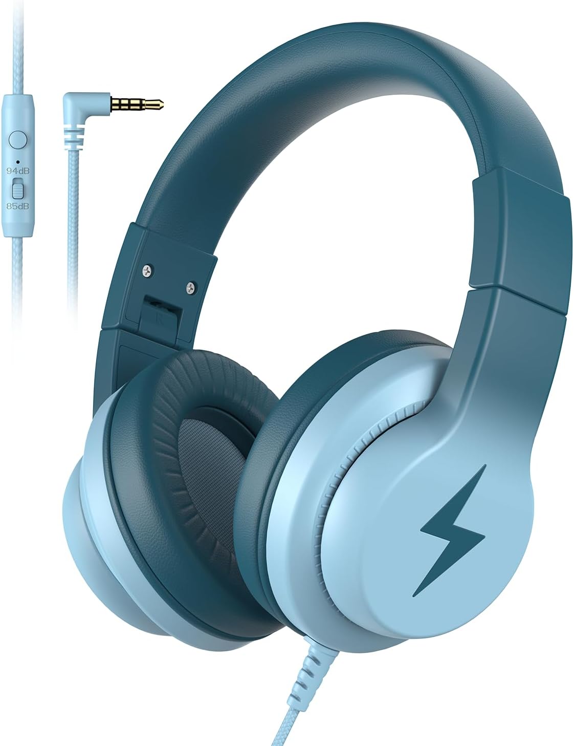 Candy Bila Wired Kids Headphones for School. Over-Ear for Boys Girls | Volume Limiter 85/94dB. HD Stereo Sound. Microphone and Wired Control.Foldable Design. Gradient Purple