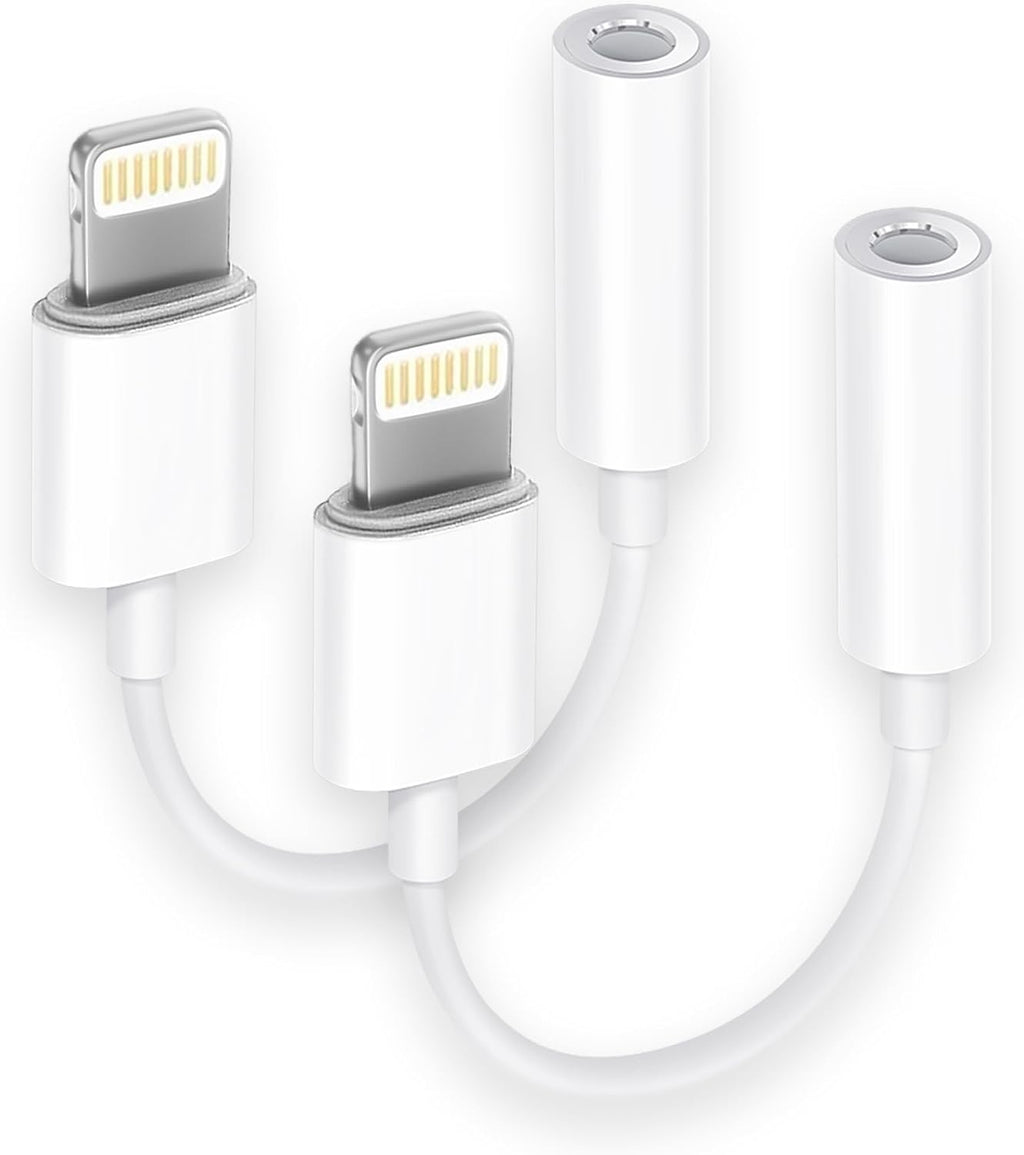 [Apple MFi Certified] 2 Pack Lightning to 3.5 mm Headphone Jack Adapter. iPhone Aux Adapter Converter Dongle Audio Cable Compatible with iPhone 14 13 12 11 X XS 8 7