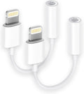 [Apple MFi Certified] 2 Pack Lightning to 3.5 mm Headphone Jack Adapter. iPhone Aux Adapter Converter Dongle Audio Cable Compatible with iPhone 14 13 12 11 X XS 8 7