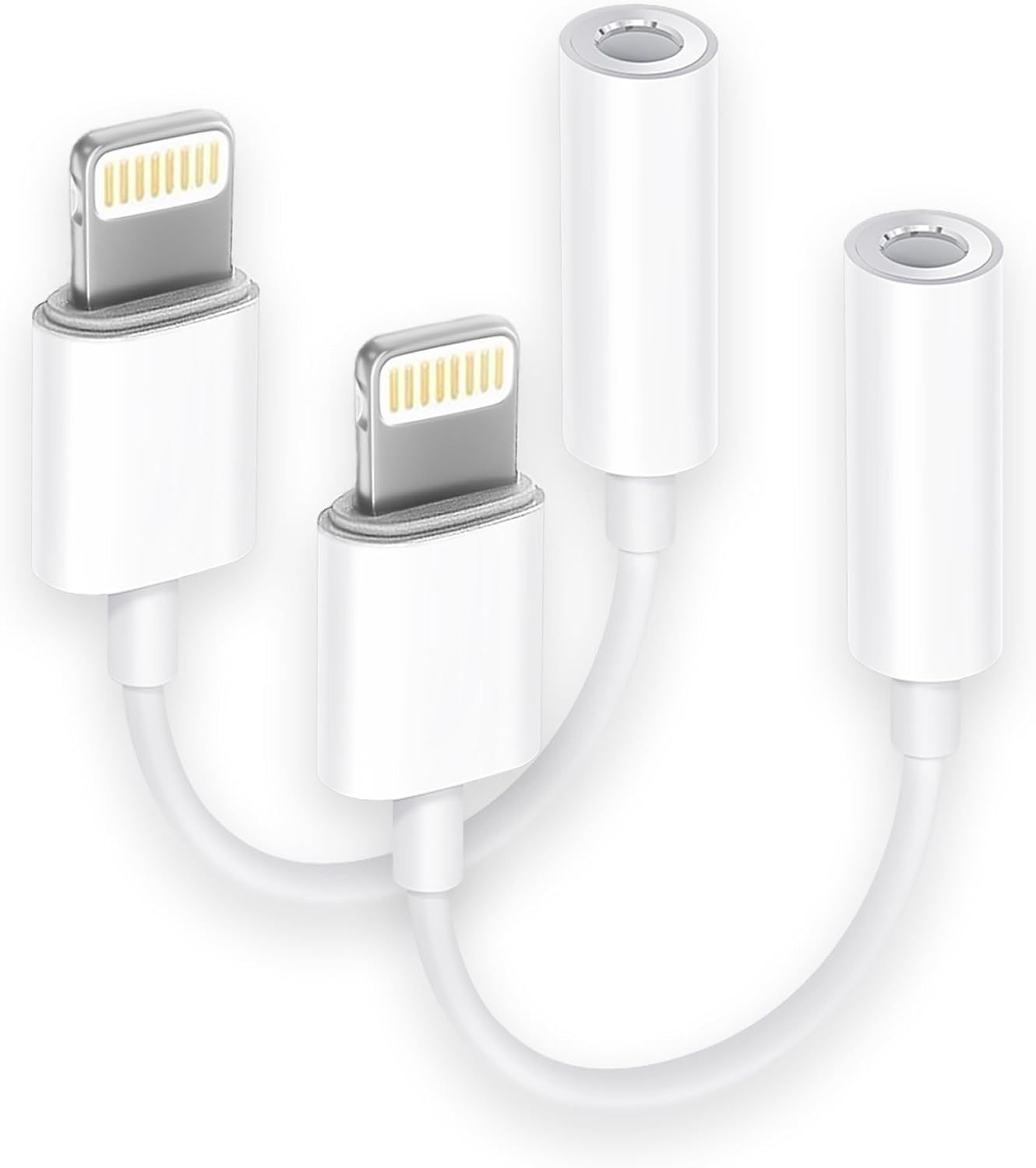 [Apple MFi Certified] 2 Pack Lightning to 3.5 mm Headphone Jack Adapter. iPhone Aux Adapter Converter Dongle Audio Cable Compatible with iPhone 14 13 12 11 X XS 8 7