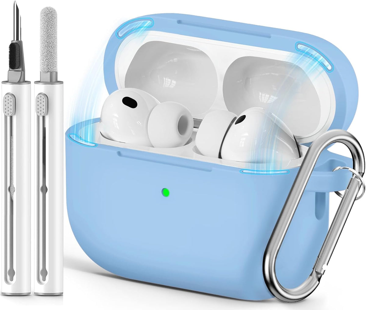 Ljusmicker for AirPods Pro 3 Case 2025 with Cleaner Kit.Black | Soft Silicone Protective Cover for Apple AirPod Pro 3rd Generation Case with Keychain for Women Men.Shockproof
