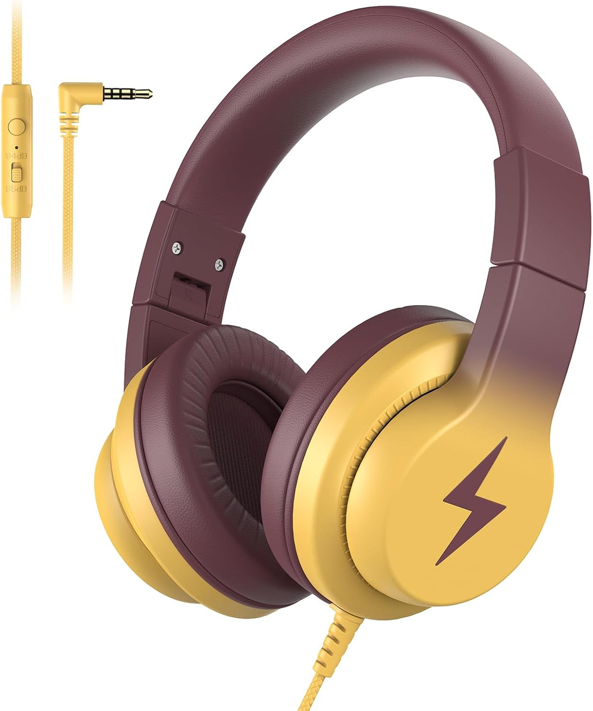 Candy Bila Wired Kids Headphones for School. Over-Ear for Boys Girls | Volume Limiter 85/94dB. HD Stereo Sound. Microphone and Wired Control.Foldable Design. Gradient Purple