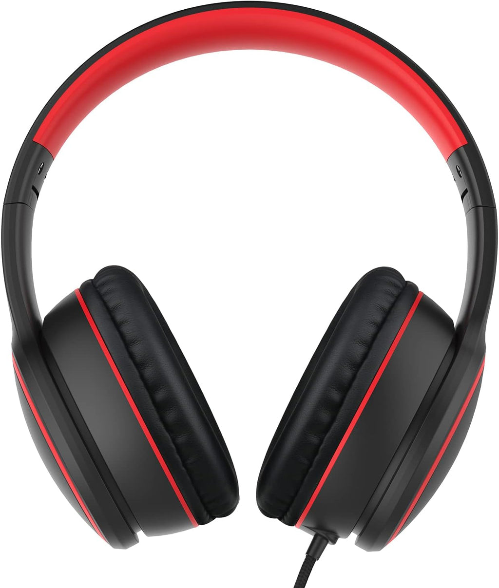 RORSOU R10 Kids Headphones Over-Ear with Microphone. Lightweight Folding Stereo Bass Headset with 1.5M No-Tangle Cord. Portable Wired Headphones for Smartphone Tablet Computer MP3 / 4 (Black)