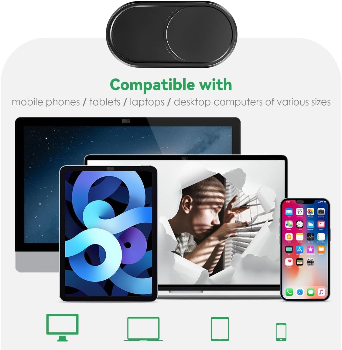CloudValley Laptop Camera Cover Slide. Metal 0.023 Inch Ultra-Thin. 2 Packs | Web Webcam Cover for MacBook Pro / Air. Laptop. iMac. iPad. iPhone 8/7. Computer Accessories. Privacy Protection. Black