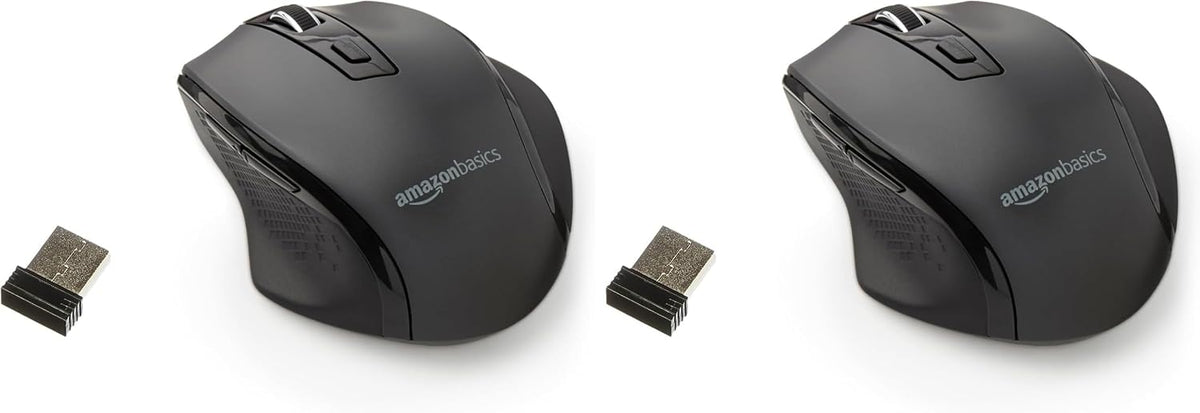 Amazon Basics Portable Wireless Computer Mouse. Ergonomic. 2.4 GHz Optical. DPI Adjustable. Easy to Use. Compatible With PC. Mac. Laptop. Black