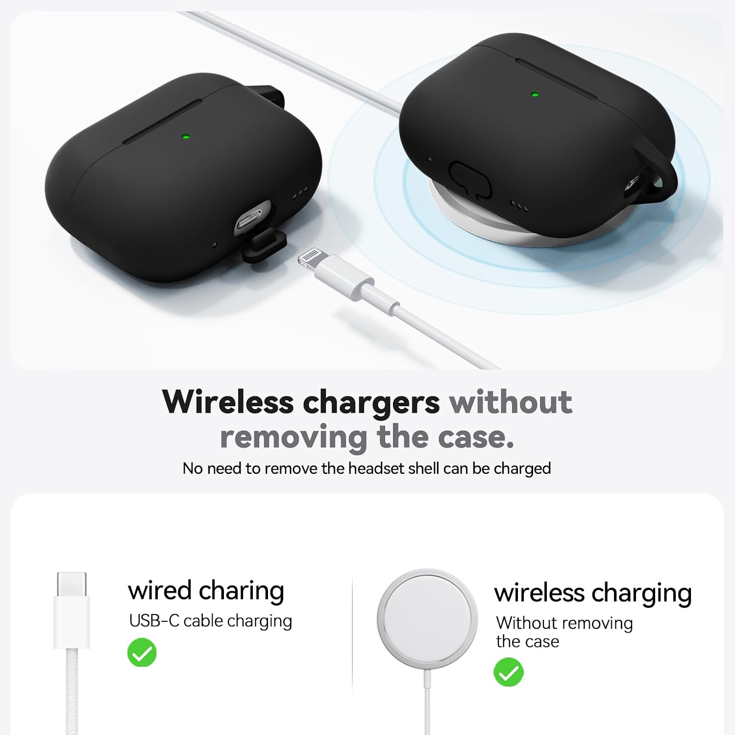 Ljusmicker for AirPods Pro 3 Case 2025 with Cleaner Kit.Black | Soft Silicone Protective Cover for Apple AirPod Pro 3rd Generation Case with Keychain for Women Men.Shockproof