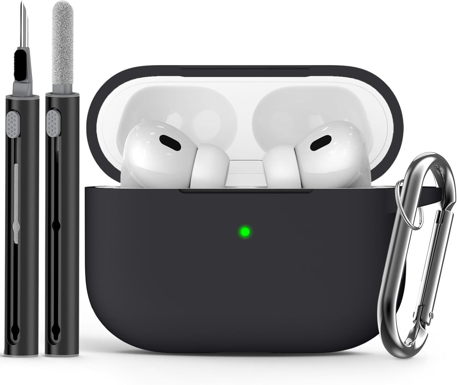 Ljusmicker for AirPods Pro 3 Case 2025 with Cleaner Kit.Black | Soft Silicone Protective Cover for Apple AirPod Pro 3rd Generation Case with Keychain for Women Men.Shockproof