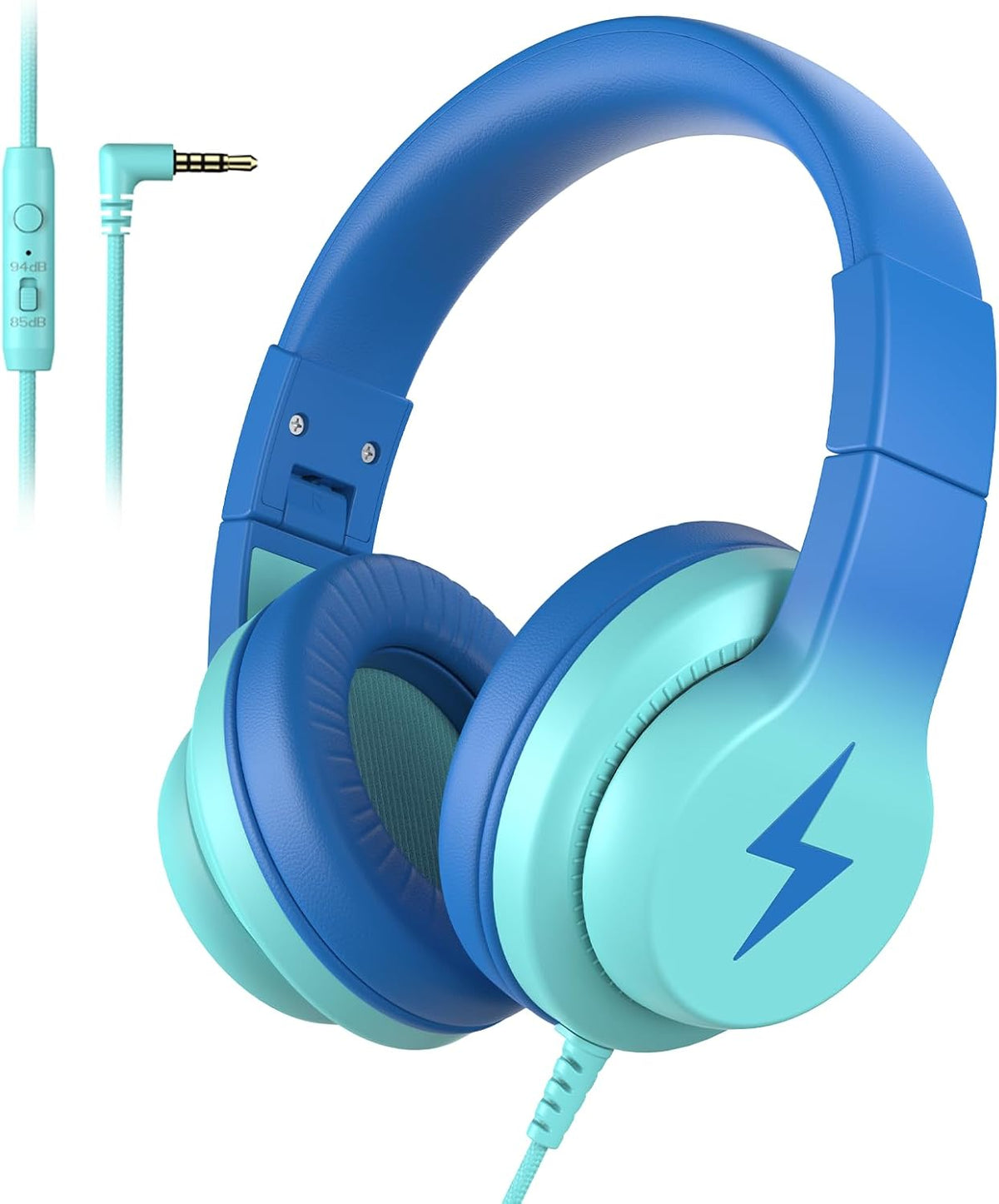 Candy Bila Wired Kids Headphones for School. Over-Ear for Boys Girls | Volume Limiter 85/94dB. HD Stereo Sound. Microphone and Wired Control.Foldable Design. Gradient Purple