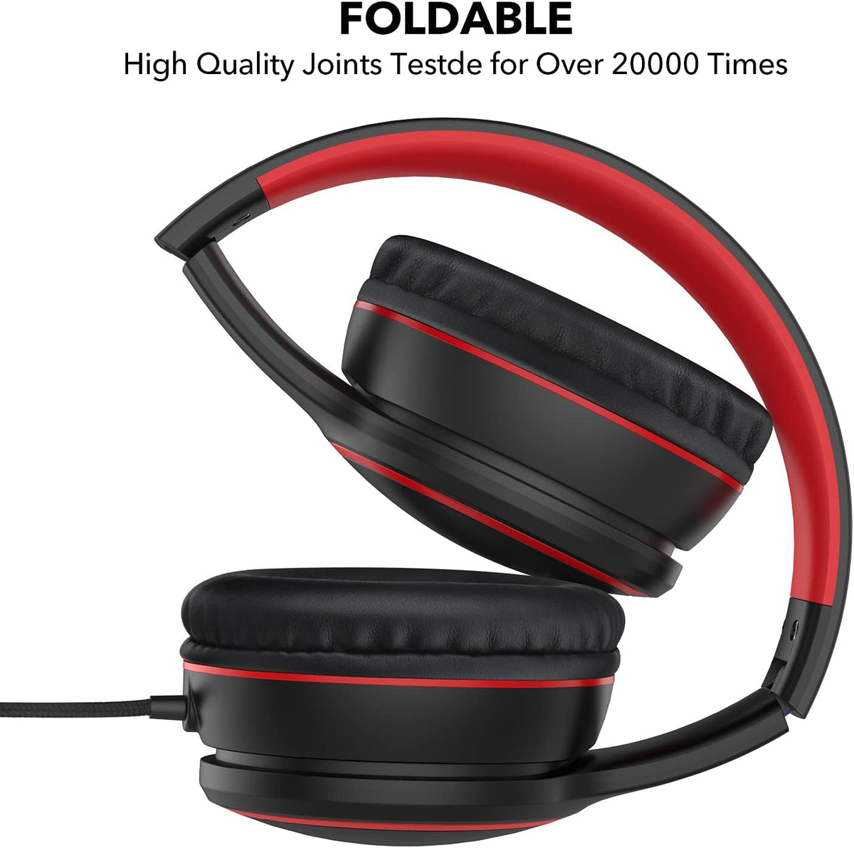 RORSOU R10 Kids Headphones Over-Ear with Microphone. Lightweight Folding Stereo Bass Headset with 1.5M No-Tangle Cord. Portable Wired Headphones for Smartphone Tablet Computer MP3 / 4 (Black)